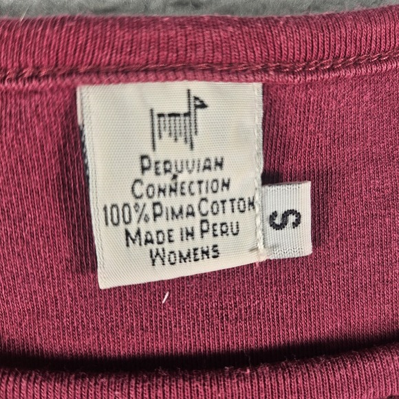 Peruvian Connection Top Womens S Burgundy Pima Cotton LS Designer Casual READ!!! - Picture 3 of 12